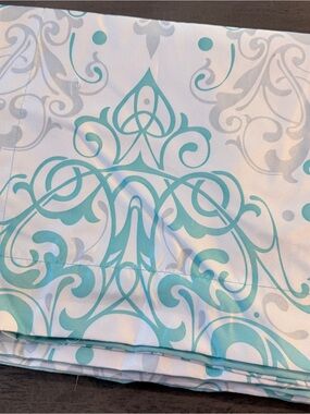 Oxo Teal and Light Gray Scroll pillow Cover